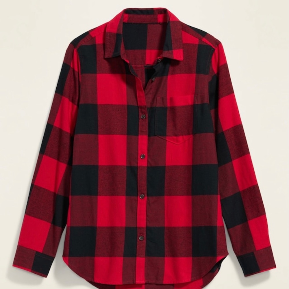 Black and red plaid buttoned up shirt